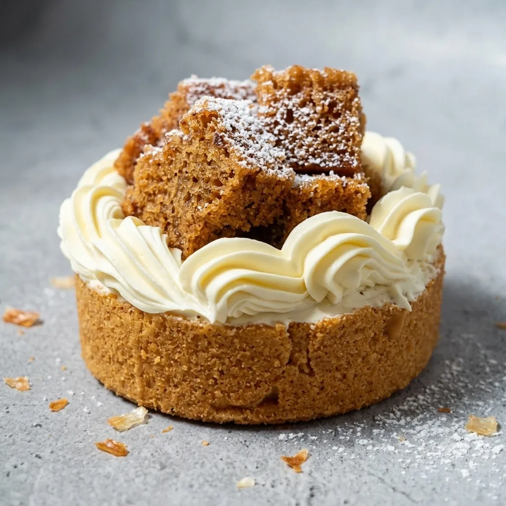 Banoffee pie with whipped cream and banana-toffee cake cubes