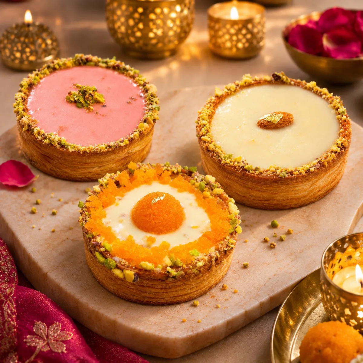 Mithai Croissart, Diwali croissants filled with gulkand, kalakand and motichoor